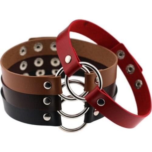 Hot 1Pc Collar Punk Round Gothic Goth Choker Harajuku Lovely PU Leather Neck Buckle Rivet Necklaces Jewelry For Women