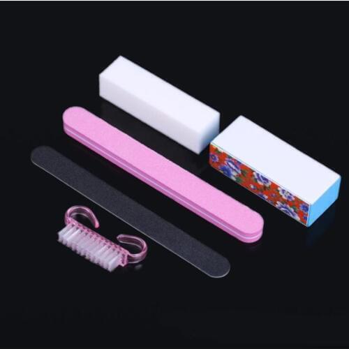 5Pcs/Set Professional Rectangular Nail Files,Polishing Buffer Duplex Scrub Sponge File Set,Nailfile Manicure Tools Kit