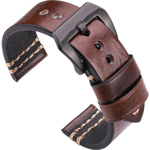 Watchbands Genuine Leather Watch Band Strap 20mm 22mm 24mm Black Brown Blue Yellow Women Men Cowhide Bracelet Accessories