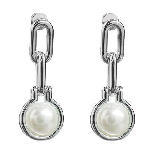 S925 needle Korea Design Stud Earrings Metal Geometric Teardrop Simulated Pearl Earrings For Women Girl Gift