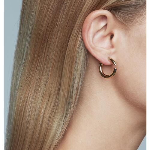 SRCOI New Silver Color Pin Simple C Shape Gold Color Metal Geometric Round Circle Small Hoop Earrings For Women Girl Party Gift