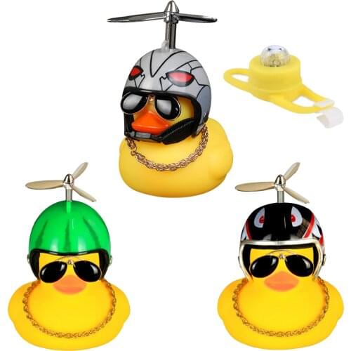 Duck Car Ornament With Flash Light For Helmet With Strap Small Yellow Duck Road Bike Motor Driving Light Bicycle Accessories