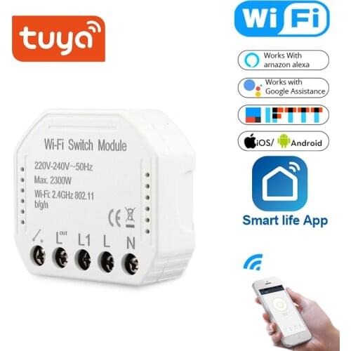 Tuya Smart Light Switch Wifi Diy Breaker Module With Alexa Echo Google Home 1 2 Way Smart Life Tuya APP Remote Control Works