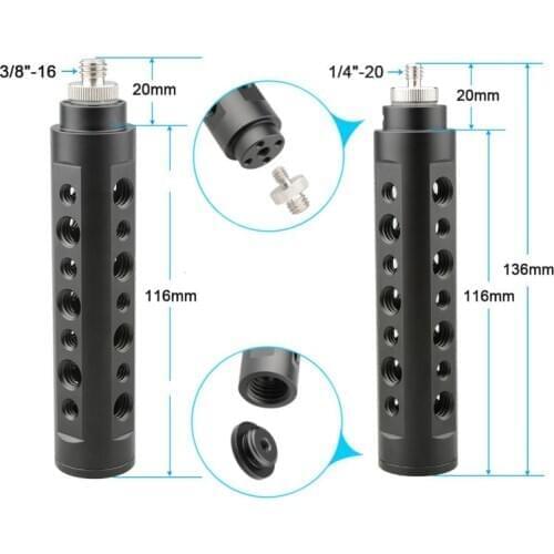 Universal Aluminum Handheld Bar Holder Grip 1/4" 3/8" Screw for Stabilizer Gimbal DSLR Camera Hot Shoe Mount for Gopro Smarphone