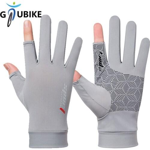 GTUBIKE Anti-UV Ice Silk Cycling Gloves Sunscreen Antiskid Open/Half Fingers Fishing Gloves Skin-friendly Sports Gloves