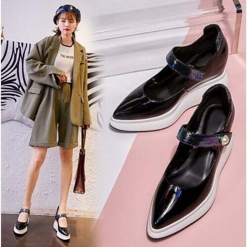 Zapatos mujer new spring flat platform shoes womens loafers genuine leather Thick bottom sneakers womens casual shoes