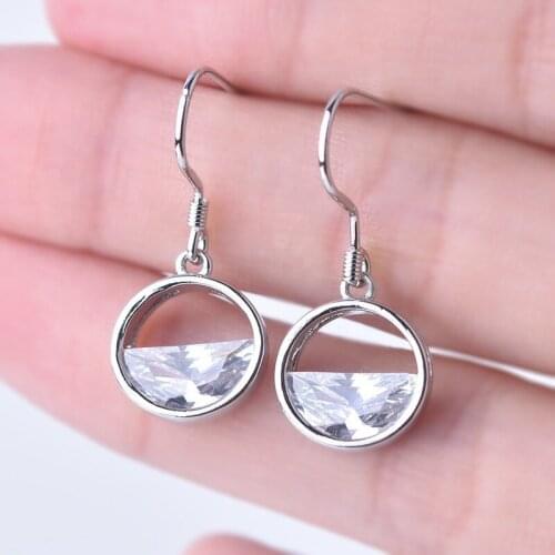 YH-ZL Fashion Female Crystal Water Drop Earrings Silver Color White Stone Earrings Boho Wedding Jewelry Dangle Earrings
