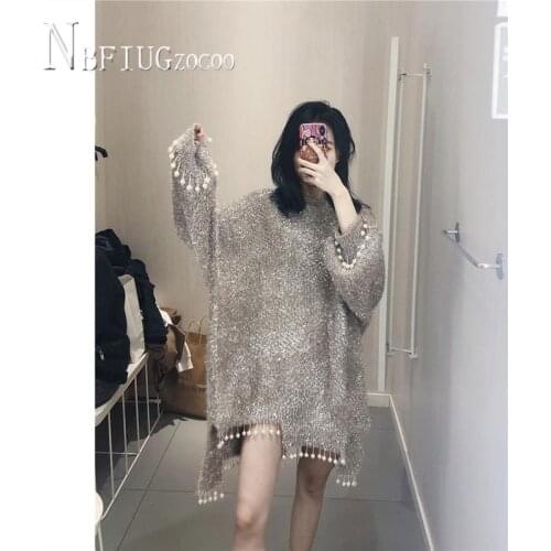 Beading Sweater Women 2020 Autumn New Korean Fashion Easy To Match Loose Female Sweaters