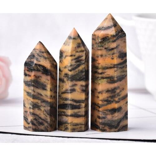 1PC Natural Crystal Point Yellow Striped stone Healing Crystal Quartz Wand Reiki Obelisk Energy Pyramid Home Decoration Gift