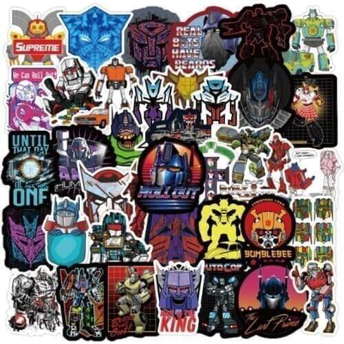 10 50pcs transformers stickers robot pegatinas luggage trolley suitcase guitar electric car waterproof PVC graffiti stickers