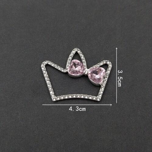 10 PCS 43x35mm Metal Alloy Crystal Rhinestone Crown DIY Hair Accessories For Jewelry Making