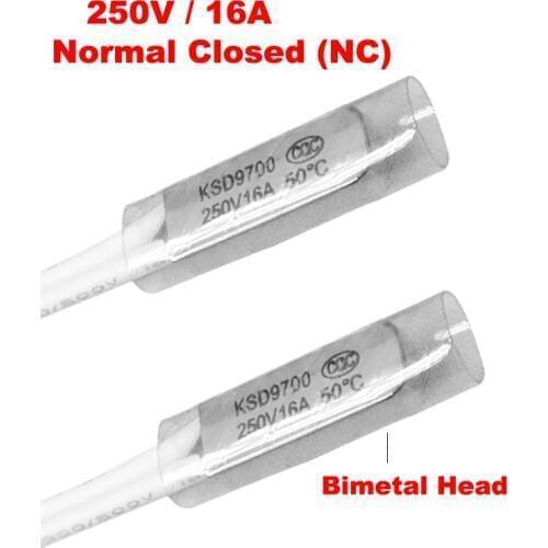 100 105 110 115 Degree Celsius KSD9700 250V 16A Normal Closed NC Bimetal Thermal Protector Thermostat Temperature Control Switch