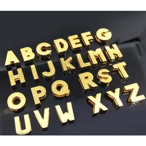 260PCS 8mm Smooth Gold Letters A-Z Slide Charms Slide Beads DIY 8mm Bracelets Wristbands,Belt Straps Pet Name Collar