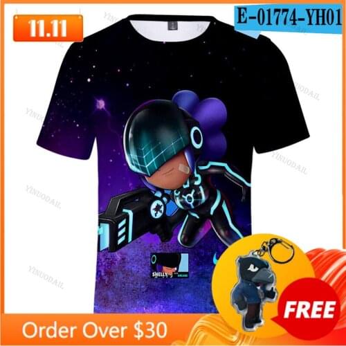 Shooting Game 3d Shirts Browlers Boys Girls Tops T-shirts Teen Clothes Shoot Shark Leon Childrens Wear Kids T-shirt