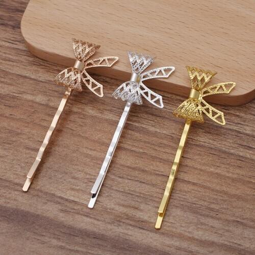 50 PCS 20mm Bowknot Barrettes DIY Hair Clips Metal Copper Material Hairpin Base Setting Hair Accessories For Women