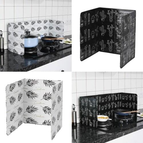 Behogar Foldable Gas Stove Oil Splatter Screen Guard Anti-oil Aluminium Foil Pannel Baffle for Home Kitchen Cooking Tools