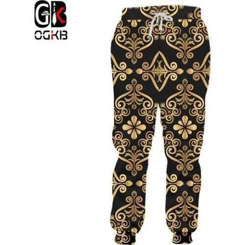 OGKB New Fashion Joggers Pants Men Women Baroque Palace Flowers 3d Luxury Print Casual Loose Sweatpants Unisex Streetwear Pants