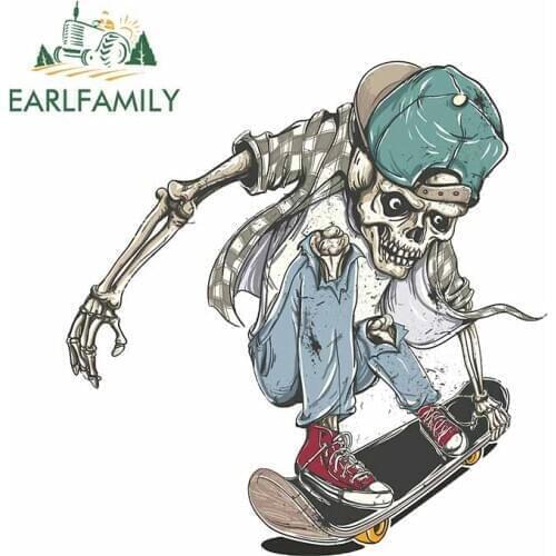 EARLFAMILY 13cm x 12.7cm For Skateboard Skeleton Waterproof Fine Decal Repair Car Stickers Vinyl Material Decoration