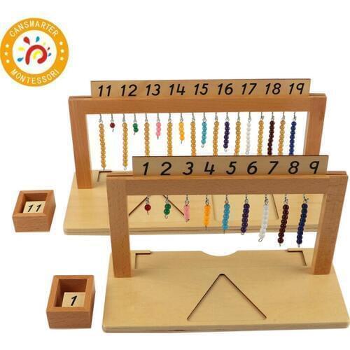 Montessori Materials Wooden Baby Toy Colored Bead Stair Hanger Colored Bead Stairs Kids Toys