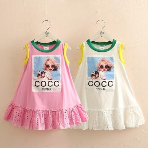 Baby Cartoon Dress 2020 Summer New Girl Childrens Wear Childrens Round Neck Sleeveless Dress