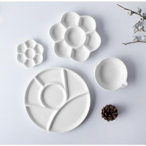 Jingdezhen Ceramic Palette round flower Paint dish For Watercolor Gouache Painting Plum Flower Palette Art Supplies