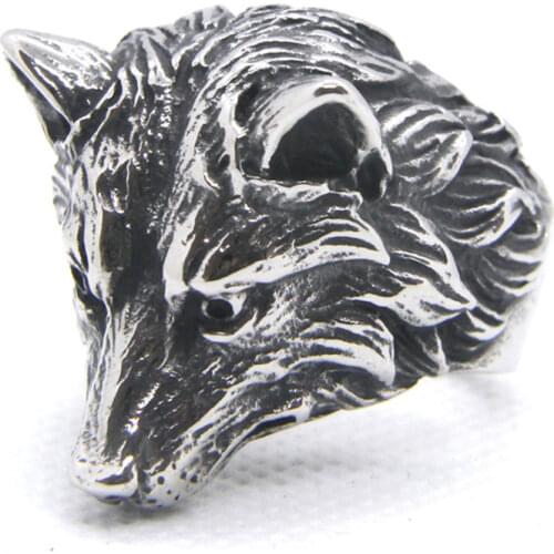 1pc Support Dropship Animal Wolf Head Ring 316L Stainless Steel Jewelry Punk Cool Wolf Ring