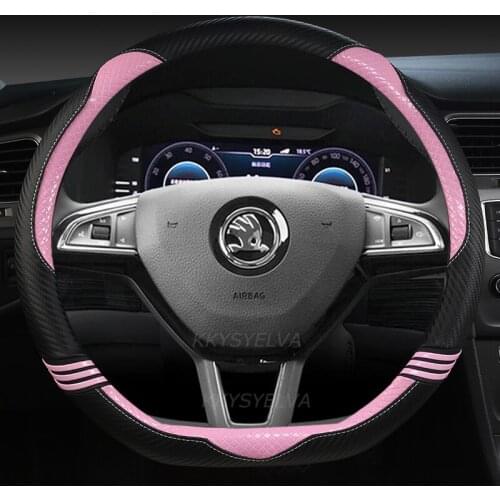 Leather Car Steering Wheel Cover Anti-slip for Skoda Rapid Spaceback Auto interior Accessories
