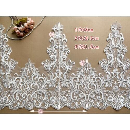 Beautiful Ivory Embroidered Lace Fabric Trimming WIth Cord Boarder For Wedding Dress DIY Veil Lace Trim 10 Yards