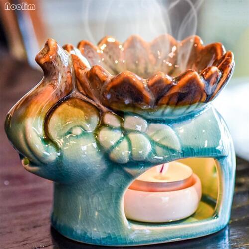 Creative Ceramic Elephant Shape Aroma Burner Aromatherapy Furnace Oil Lamp Hotel Bedroom Large Capacity Essential Oil Burner