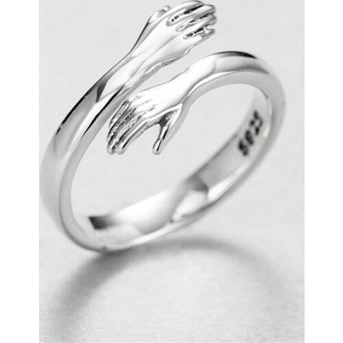 Creative Love Hug Silver Color Ring Fashion Lady Open Ring Jewelry Gifts for Lovers