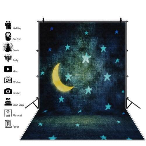 Laeacco Photo Backgrounds Golden Moon Shiny Star Grunge Gradient Solid Color Party Baby Child Photography Backdrop Photocall