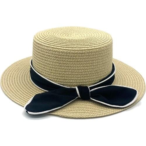 2020 Summer Women Wide Brim Straw Hat Fashion Chapeau Lady Big Bow Sun Hats Panama Beach Hats Chapeu Feminino Black Caps