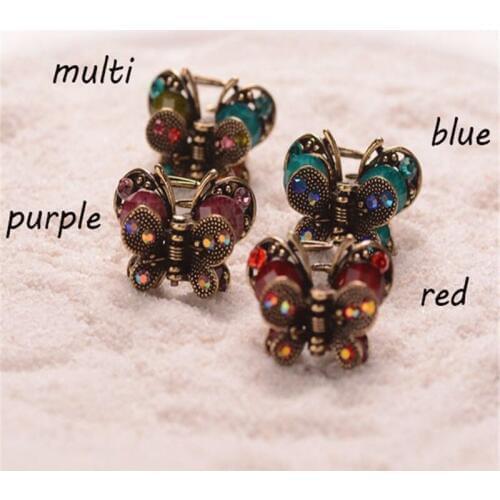 Fashion Brands Girls Butterfly Hair Claws Ornaments Gold Color Metal Hair Clip For Women Rhinestone Resin Crab Clip Hair Jewelry