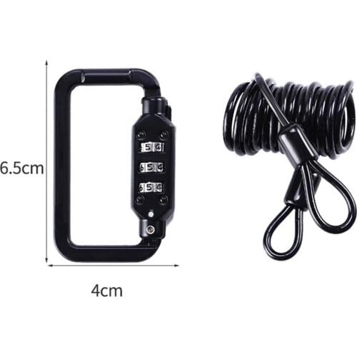 Motorcycle Helmet Lock Cable Heavy Duty Combination Lock Carabiner For Motorbike Bicycle Durable Bike Motorcycle Supplies