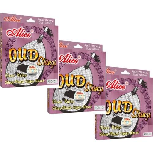 3 Sets AOD-101 Clear Nylon Silver-Plated Copper Wound 10 Oud Strings