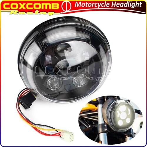 Motorcycle LED 12V DRL Headlamp Hi/Lo Beam Headlight Assembly For Ducati Scrambler Sixty2 Icon Classic Cafe Racer 2016-2018