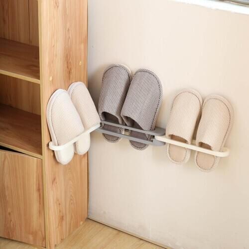 Bathroom Wall Mounted Folding Shoe Rack Organizer Shoes Hanger Slippers Drain Holder Shelf Towel Rack Bathroom Organizer