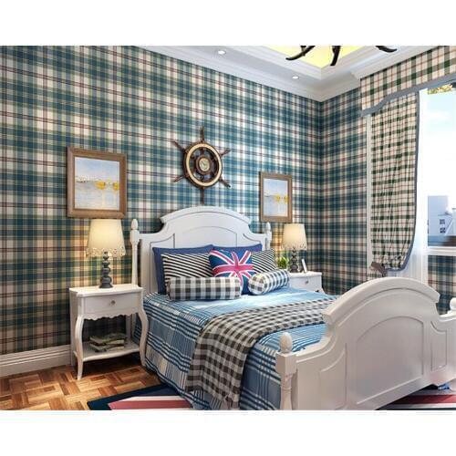 Beibehang Stylish high-end British plaid non-woven wallpaper American retro art bedroom living room background wallpaper