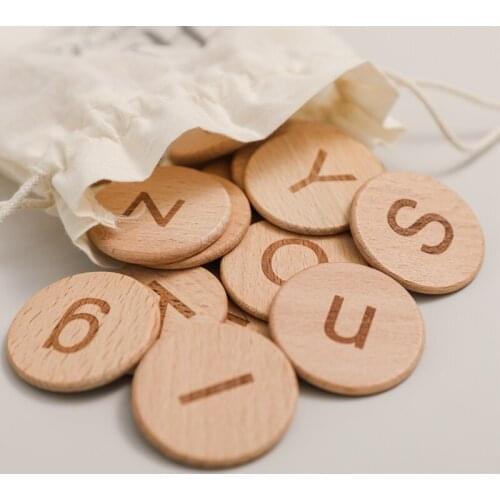 Early Childhood Education Alphabet Cognitive Learning Disc Props Baby Commemorative Wood Chips Diy Photography Props Newborn