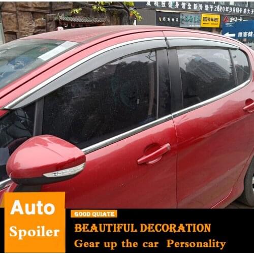 For Peugeot 308 Plastic Window Visor Vent Shades Sun Rain Deflector Guard 4PCS/SET Car Awning Shelter For 2011-2015 Peugeot 308