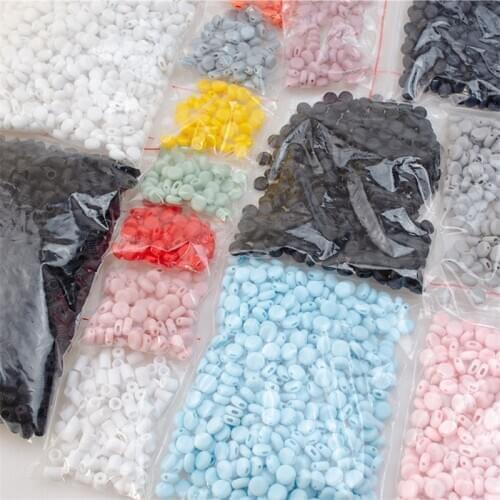 1000pcs 10mm Flat Adjustment Buckle Beads Silica Gel Bottons for Mask Elastic Cord Stopper Rope Lock DIY Strap Cord End