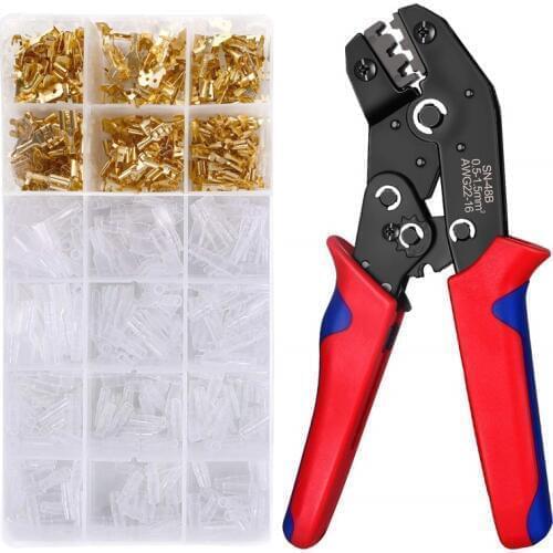 Self-adjustable Tube Connector Insulated Tools Crimping Pliers With 600pcs Wire Terminals Box Hand Home Tools