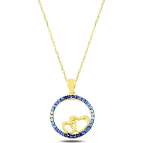 Silverlina Silver Heart Blue Scales Nano Gemstone Necklace