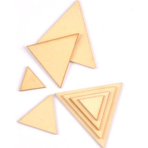 50pcs Mix Three-cornered Wooden Scrapbooking Carft For Handmade Home Embellishments DIY Wood Circle Decoration 10-50mm m2200