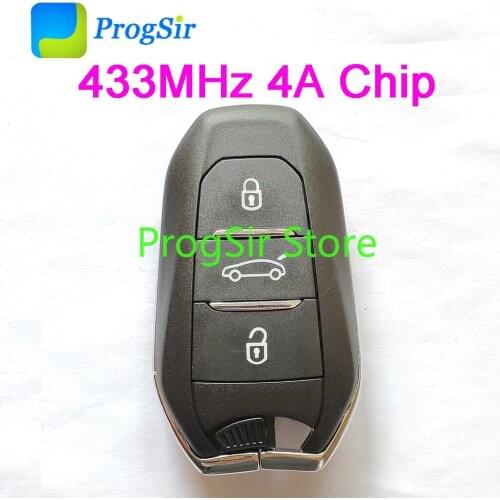 3Button 433MHz FSK Smart Remote Control Keyless Go Proximity Key for Peugeot 308 508 Citroen With 4A Chip