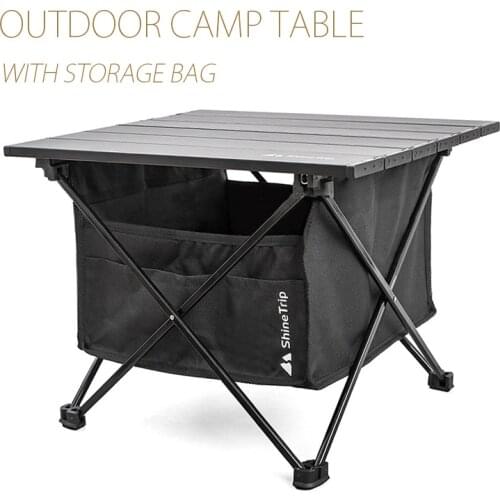 Outdoor Camping Folding Table Aluminum Portable Picnic Fishing Desk with Multi Pocket Storage Bag Coffee Teapoy Gear Equipment