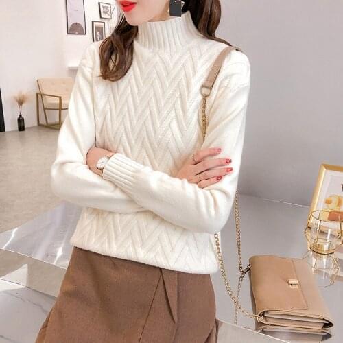 Women Oversize Basic Knitted Winter Turn-down Collar Sweater Jumper Female Solid Autumn Loose Chic Pullovers Warm 2019 New Arriv