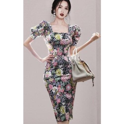 ZAWFL Summer Dress Women 2021 New Print Sexy Sheath Bodycon Dresses Casual OL Work Office Wear Fitted Pencil Vestidos