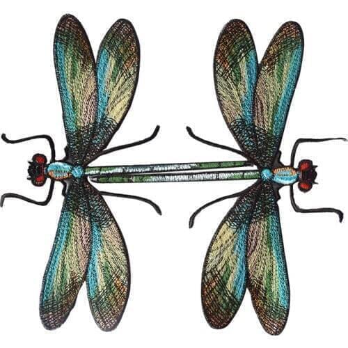 1 pcs dragonfly Fabric Patches Sew on Embroidery Applique Badges Clothes Shirt bags Repair Decorated Patches Craft Sewing