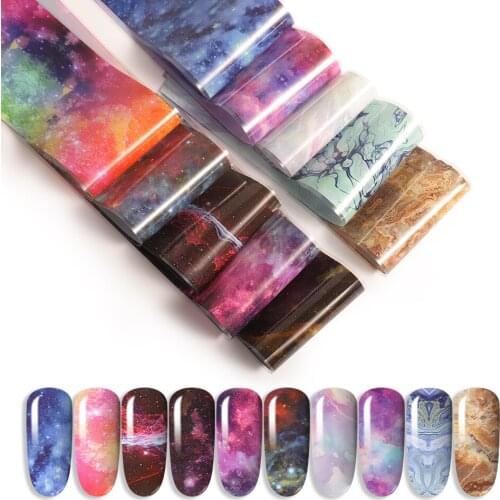 10 Pcs Rose Flowers Nail Foils Tropical Leaves Colorful Nail Decals Transfer Decorations Sets for Manicuring DIY Sticker Slide